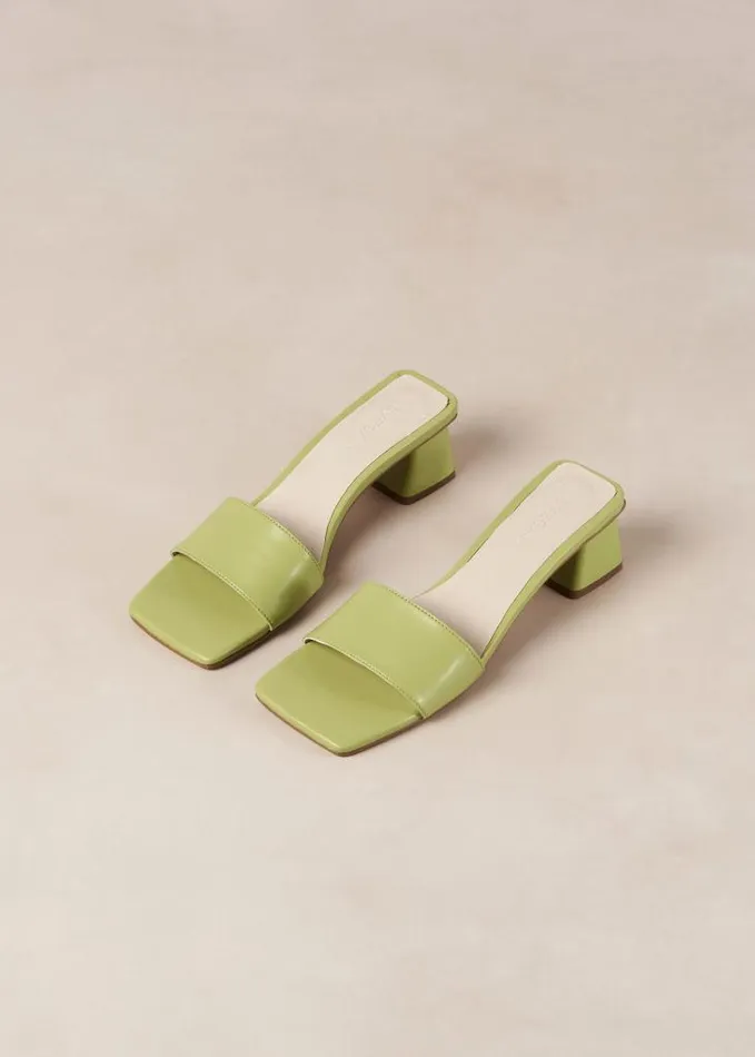 ALOHAS Mules Women Squared 8211 Green Vegan Leather Sandals