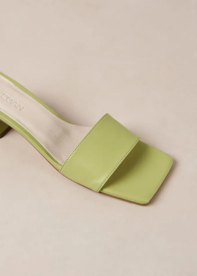 ALOHAS Mules Women Squared 8211 Green Vegan Leather Sandals