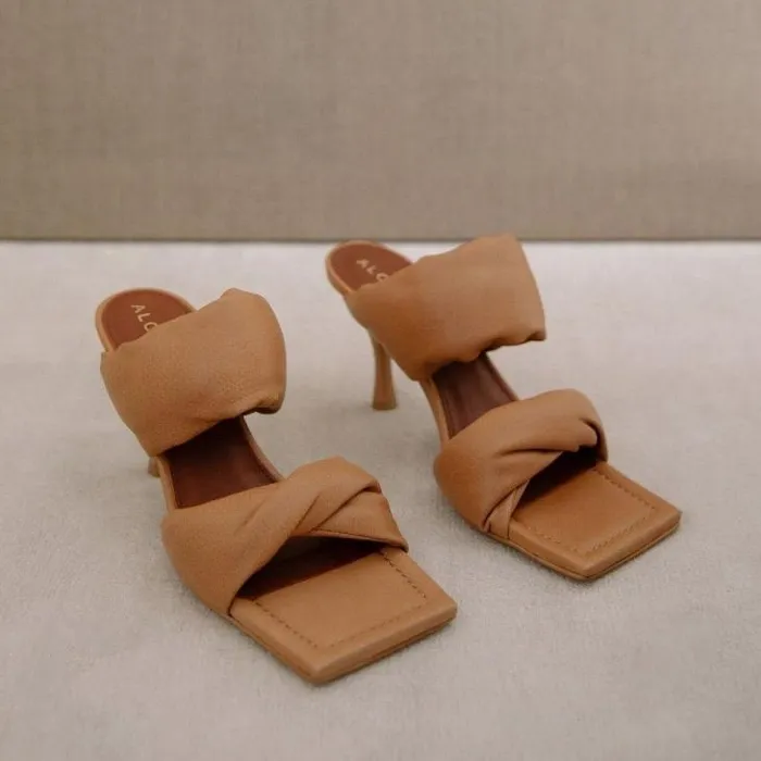 ALOHAS Mules Women Twist Strap 8211 Brown Leather Mules