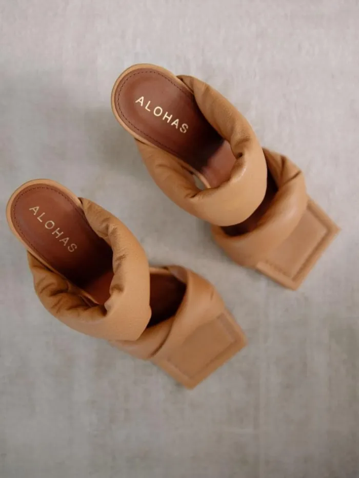 ALOHAS Mules Women Twist Strap 8211 Brown Leather Mules