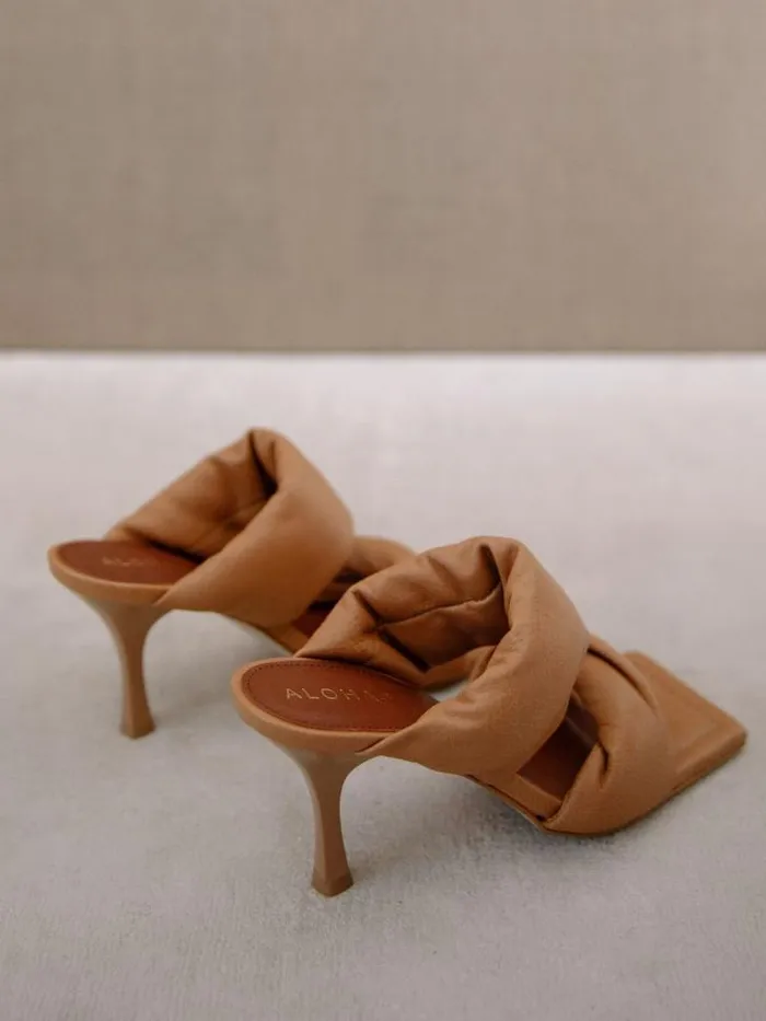 ALOHAS Mules Women Twist Strap 8211 Brown Leather Mules