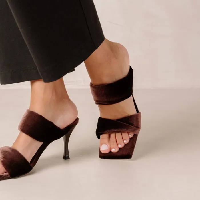 ALOHAS Mules Women Twist Strap 8211 Brown Velvet Mules