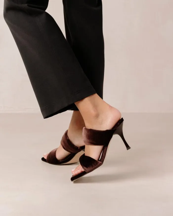 ALOHAS Mules Women Twist Strap 8211 Brown Velvet Mules