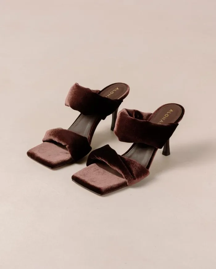 ALOHAS Mules Women Twist Strap 8211 Brown Velvet Mules