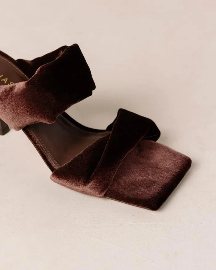 ALOHAS Mules Women Twist Strap 8211 Brown Velvet Mules