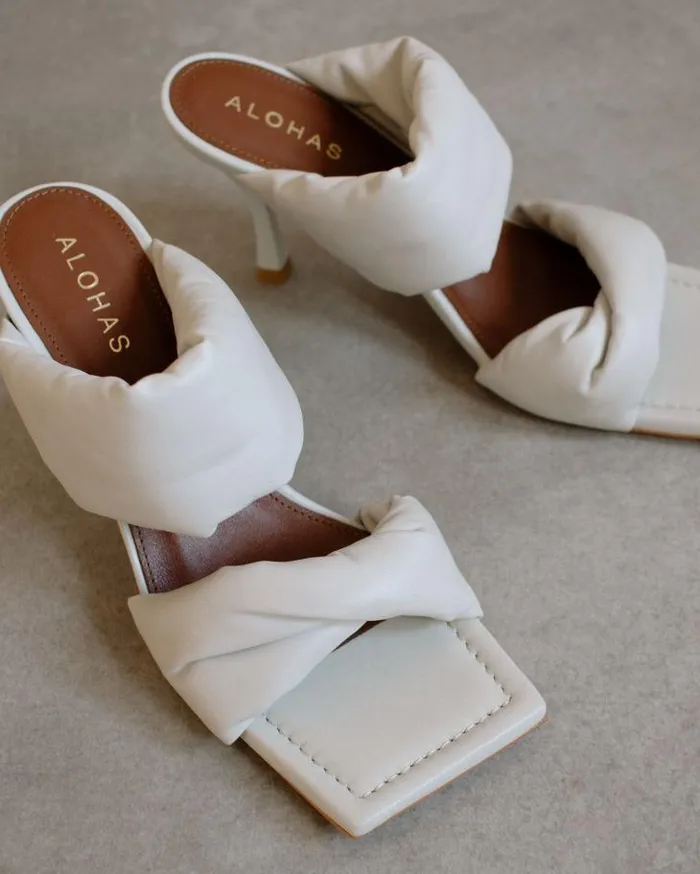 ALOHAS Mules Women Twist Strap 8211 OffWhite Leather Mules