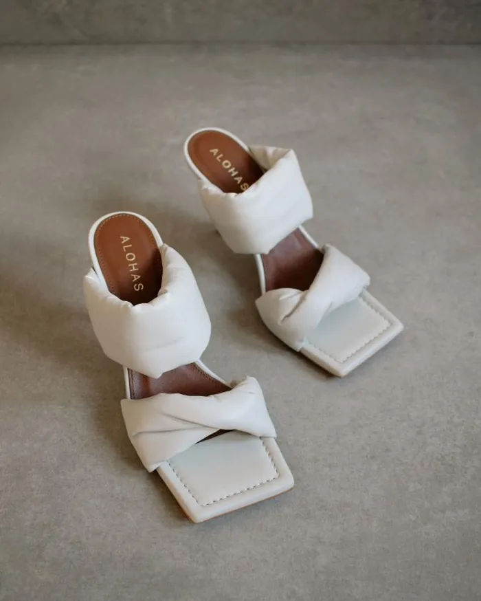 ALOHAS Mules Women Twist Strap 8211 OffWhite Leather Mules