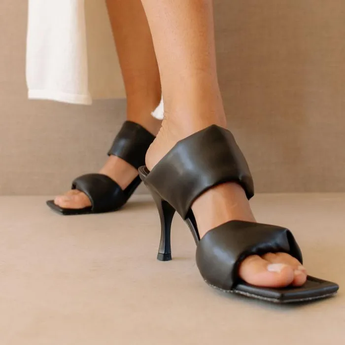 ALOHAS Mules Women Twist Strap Corn 8211 Black Vegan Leather Mules