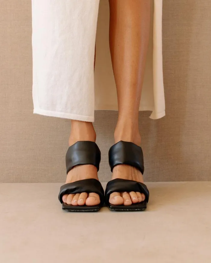 ALOHAS Mules Women Twist Strap Corn 8211 Black Vegan Leather Mules