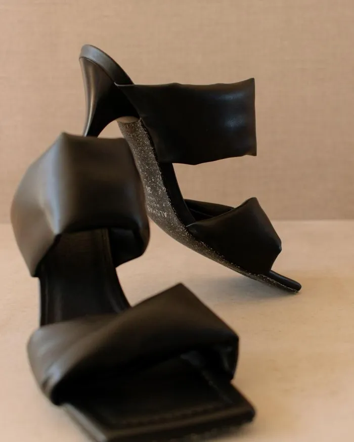 ALOHAS Mules Women Twist Strap Corn 8211 Black Vegan Leather Mules