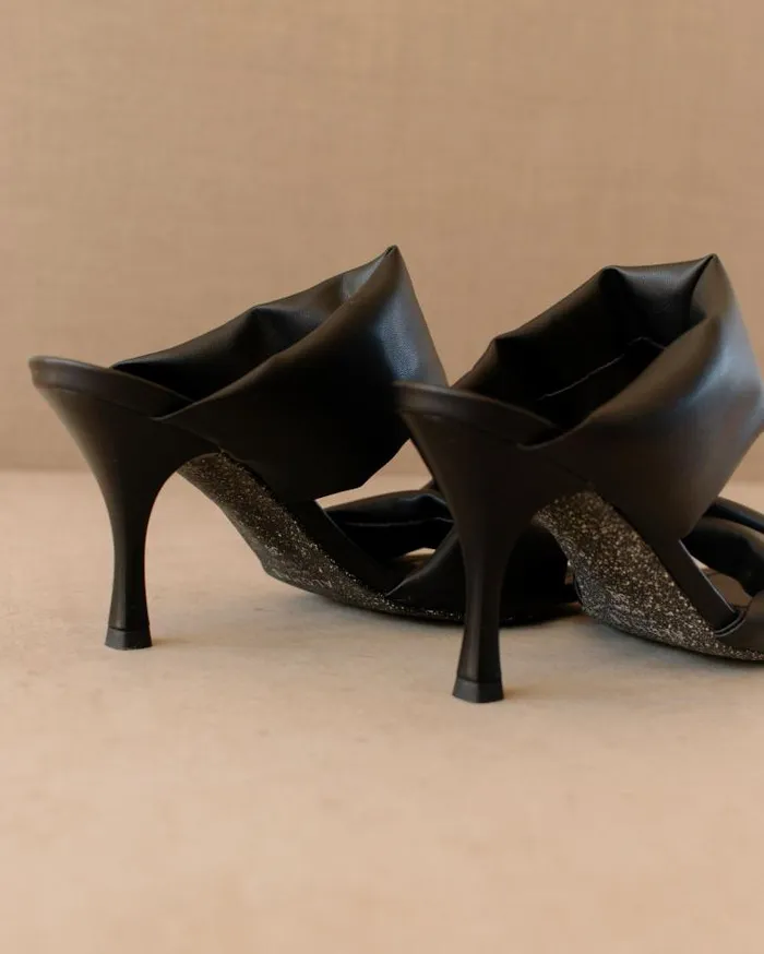 ALOHAS Mules Women Twist Strap Corn 8211 Black Vegan Leather Mules