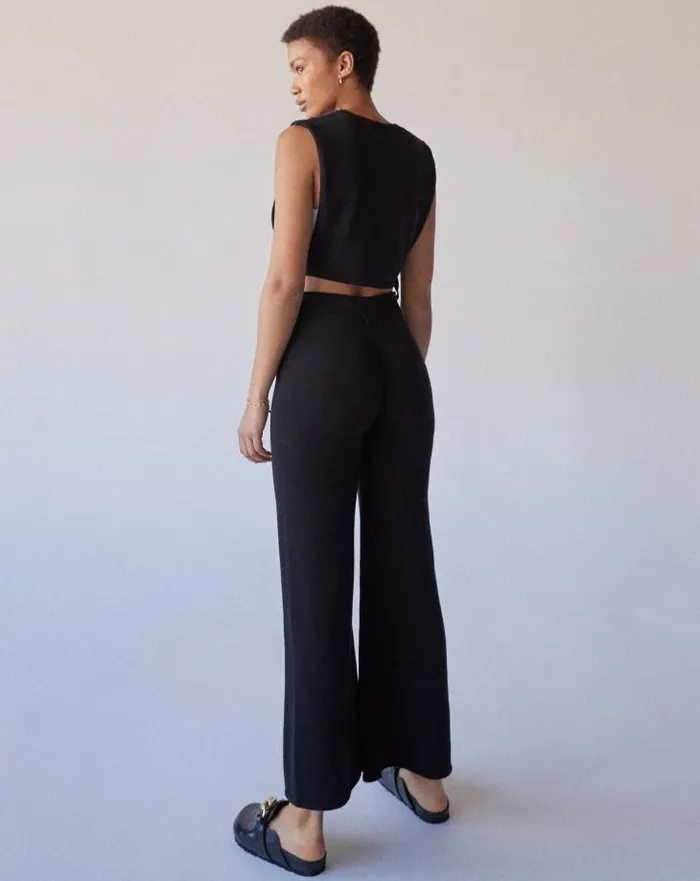 ALOHAS Pants Women Easy 8211 Black Knit Pants