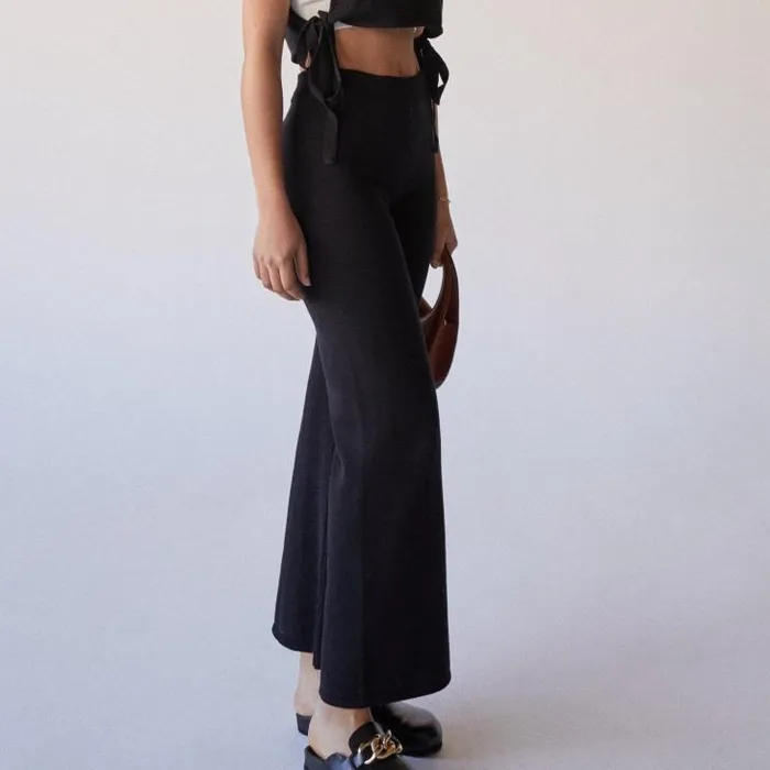ALOHAS Pants Women Easy 8211 Black Knit Pants