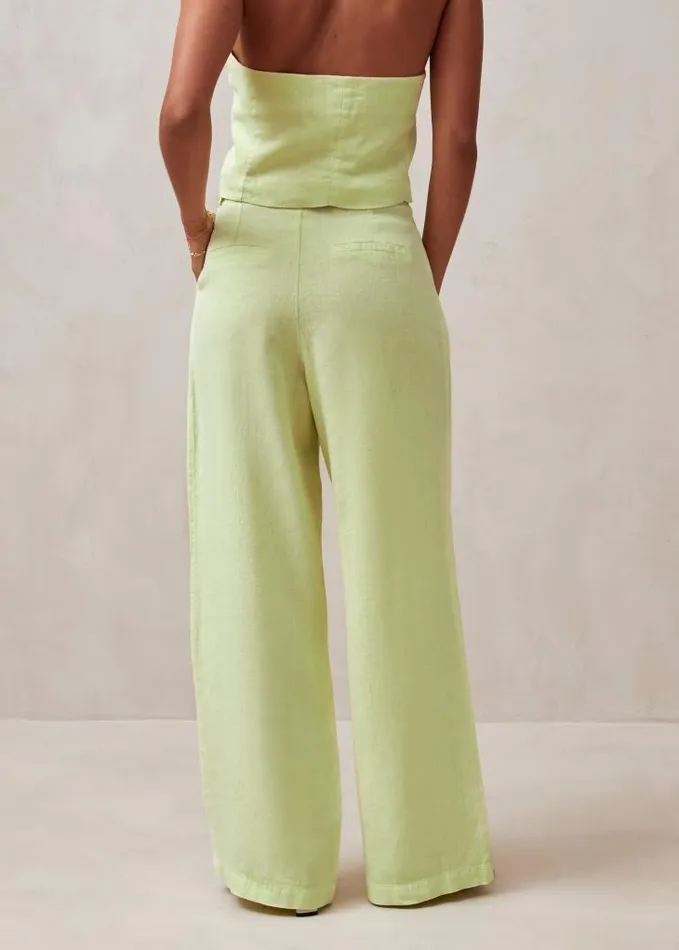 ALOHAS Pants Women Kaede 8211 Green Linen Pants