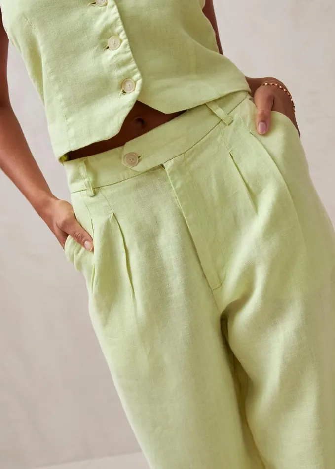 ALOHAS Pants Women Kaede 8211 Green Linen Pants