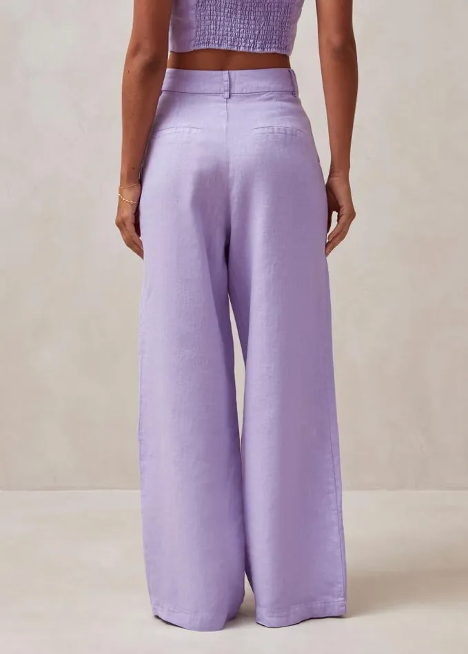 ALOHAS Pants Women Kaede 8211 Purple Linen Pants