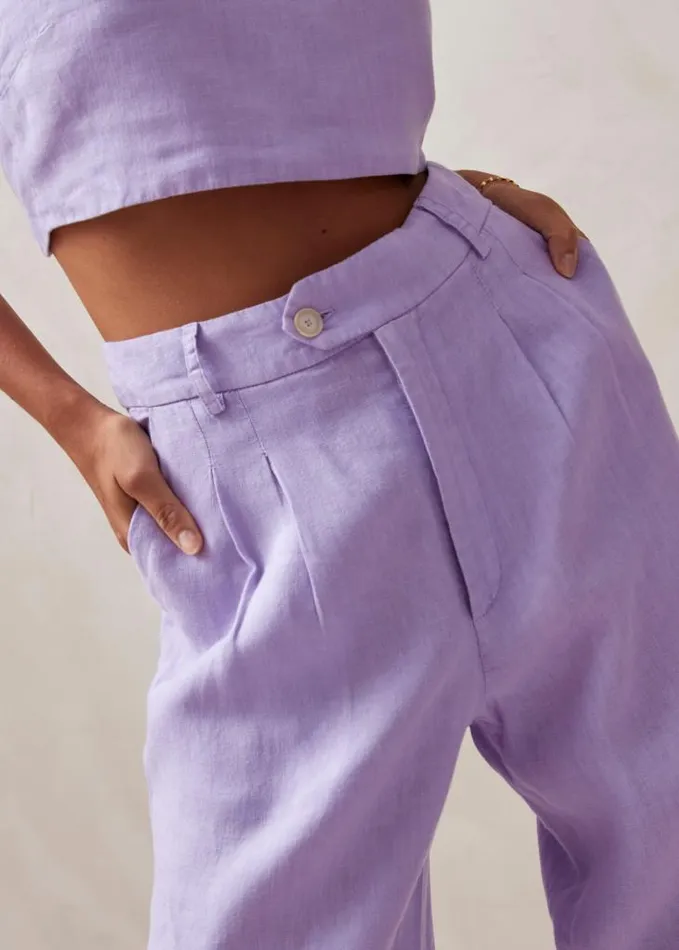 ALOHAS Pants Women Kaede 8211 Purple Linen Pants