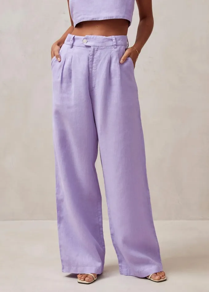 ALOHAS Pants Women Kaede 8211 Purple Linen Pants