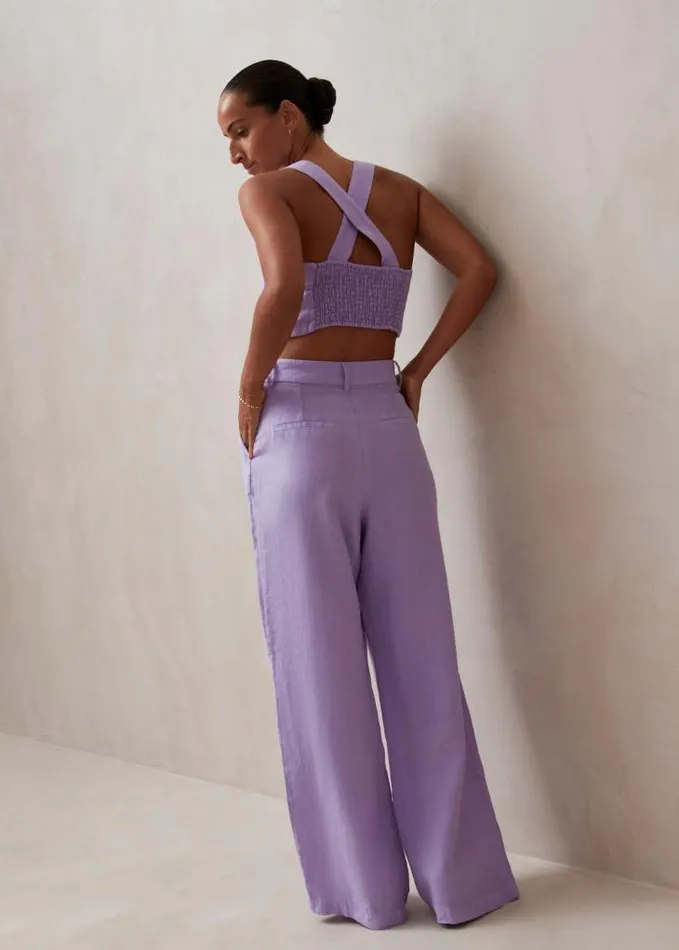 ALOHAS Pants Women Kaede 8211 Purple Linen Pants