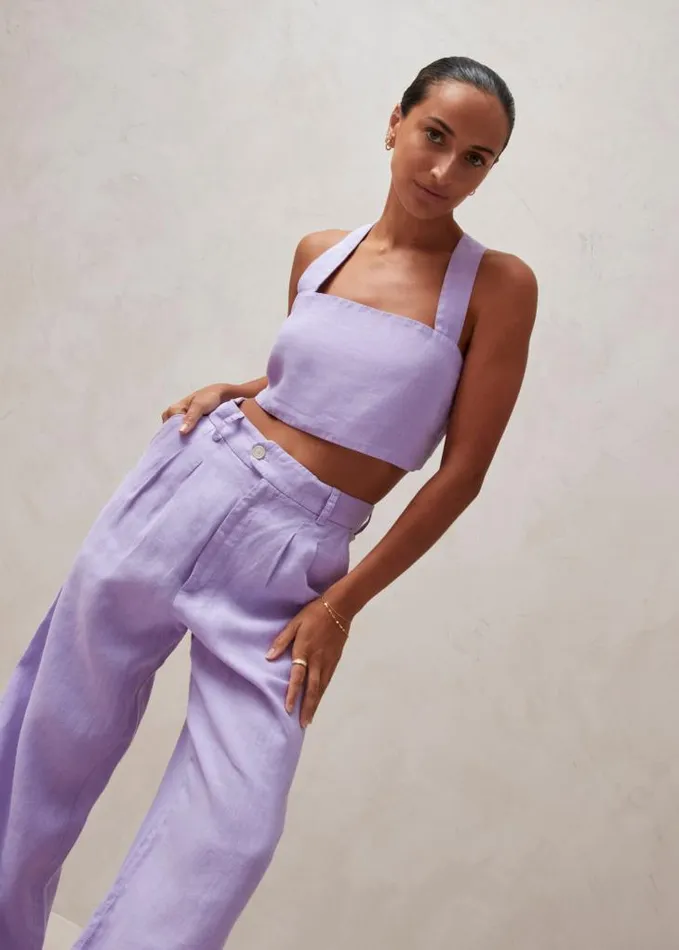 ALOHAS Pants Women Kaede 8211 Purple Linen Pants
