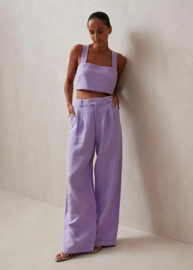 ALOHAS Pants Women Kaede 8211 Purple Linen Pants