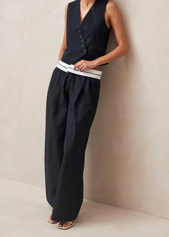 ALOHAS Pants Women Megan 8211 Navy Pinstripe Pants