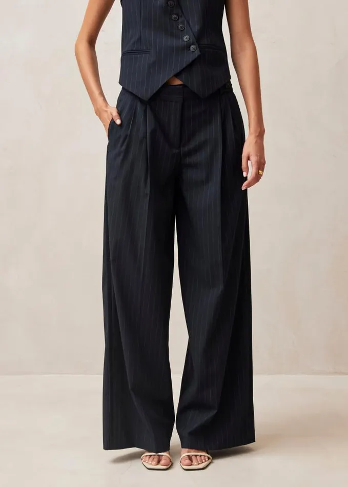 ALOHAS Pants Women Megan 8211 Navy Pinstripe Pants
