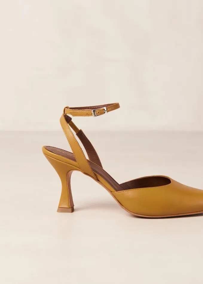 ALOHAS Pumps Women Cinderella 8211 Yellow Leather Pumps