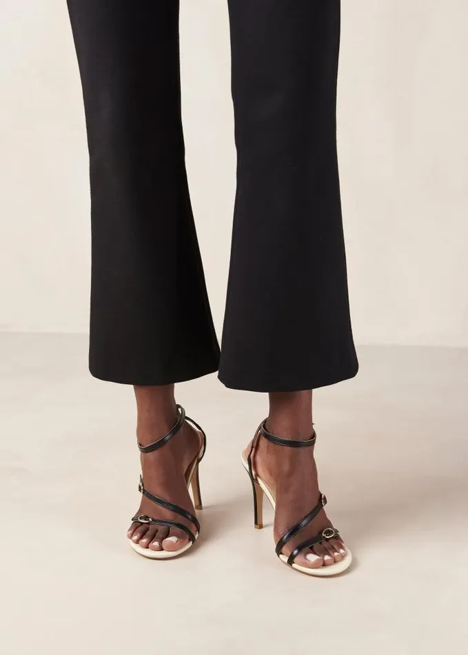 ALOHAS Sandals Women Alyssa 8211 Black And Cream Leather Sandals