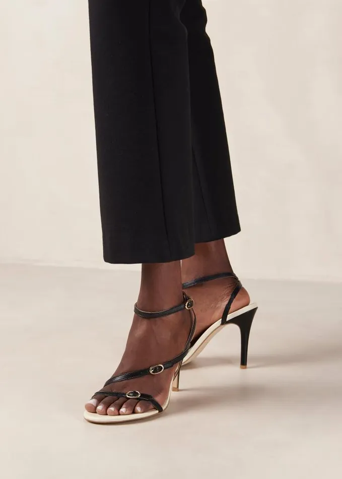 ALOHAS Sandals Women Alyssa 8211 Black And Cream Leather Sandals