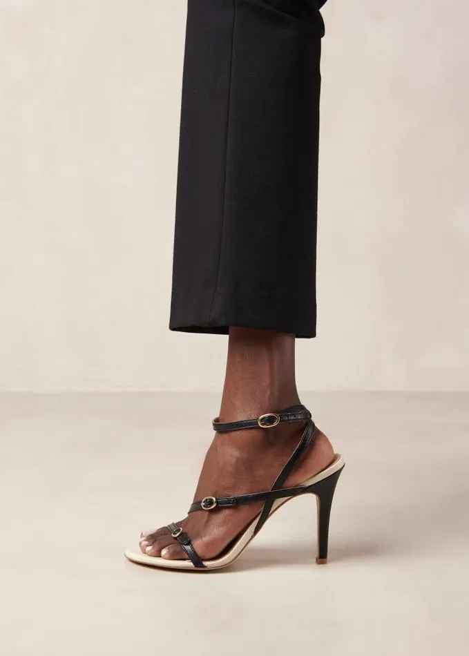ALOHAS Sandals Women Alyssa 8211 Black And Cream Leather Sandals
