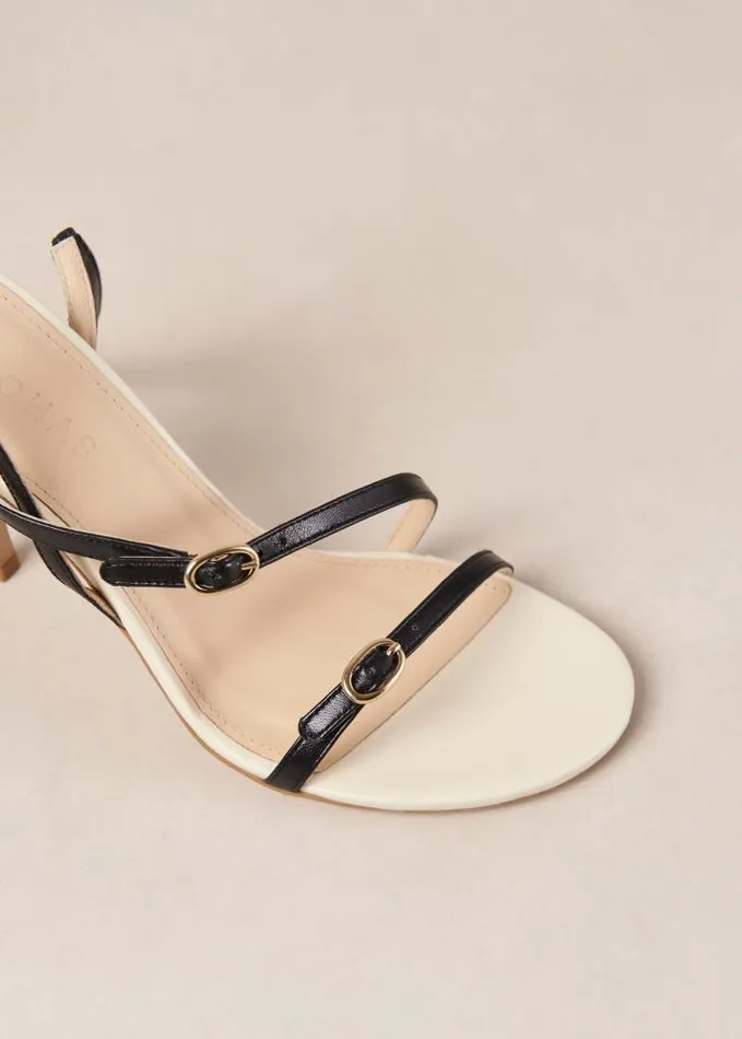 ALOHAS Sandals Women Alyssa 8211 Black And Cream Leather Sandals