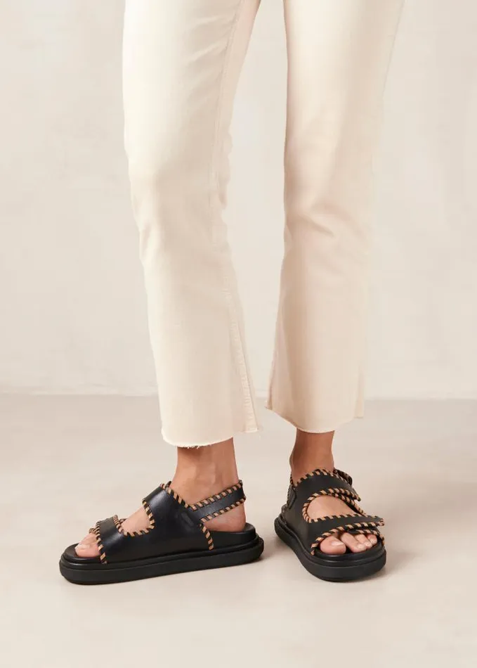 ALOHAS Sandals Women Barrel 8211 Black And Brown Leather Sandals