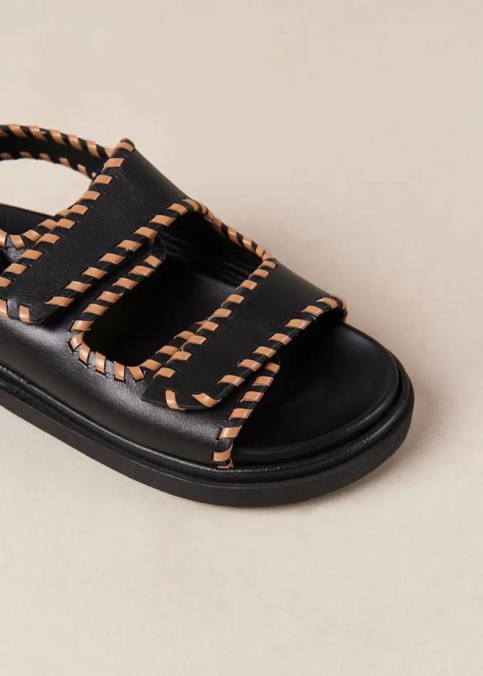 ALOHAS Sandals Women Barrel 8211 Black And Brown Leather Sandals