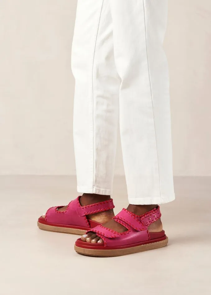 ALOHAS Sandals Women Barrel 8211 Red And Pink Leather Sandals