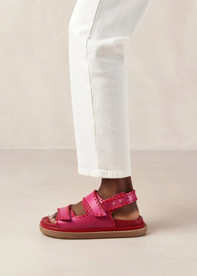 ALOHAS Sandals Women Barrel 8211 Red And Pink Leather Sandals