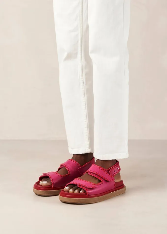 ALOHAS Sandals Women Barrel 8211 Red And Pink Leather Sandals