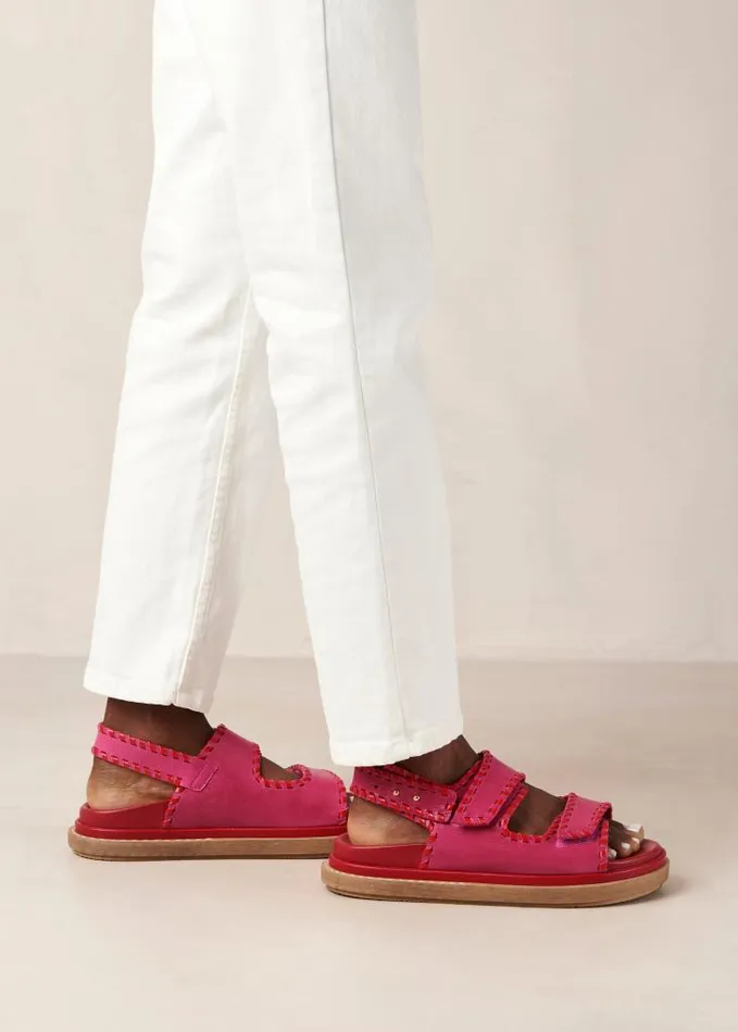 ALOHAS Sandals Women Barrel 8211 Red And Pink Leather Sandals