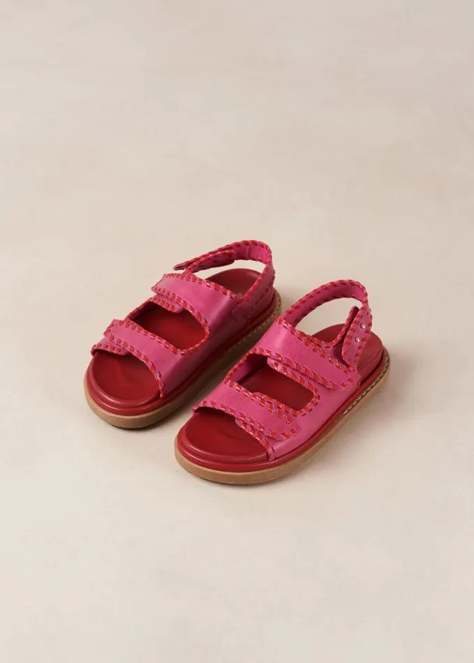 ALOHAS Sandals Women Barrel 8211 Red And Pink Leather Sandals