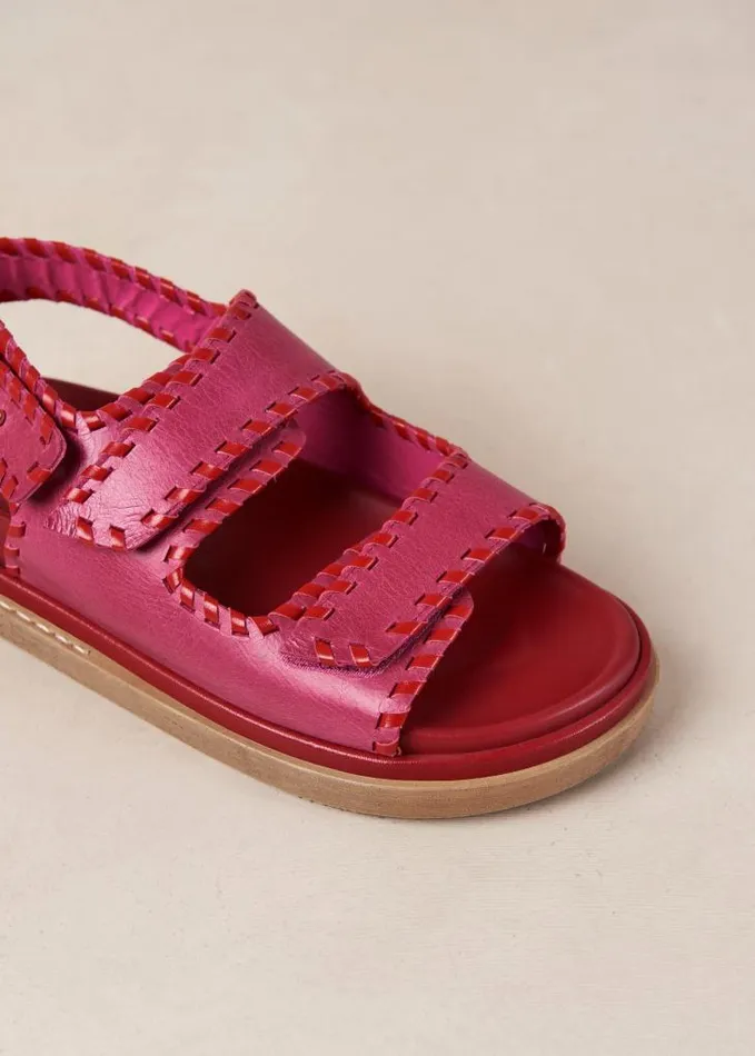 ALOHAS Sandals Women Barrel 8211 Red And Pink Leather Sandals