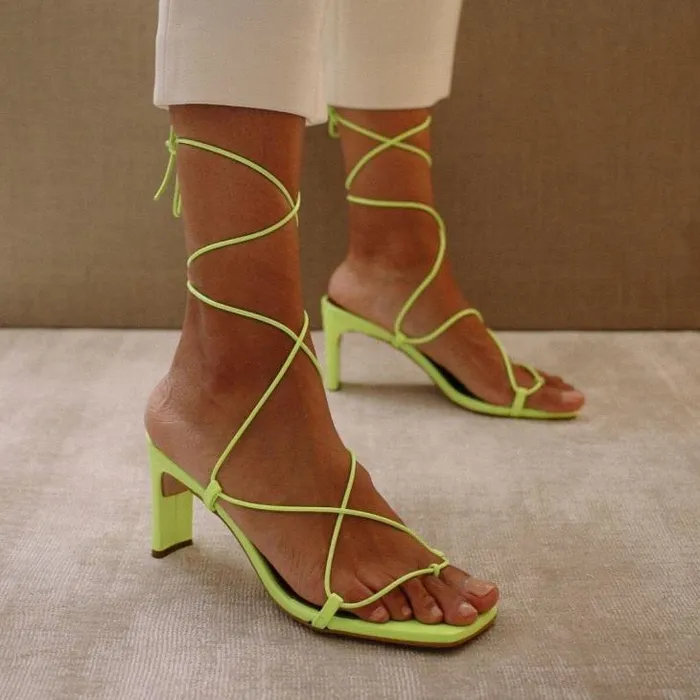 ALOHAS Sandals Women Bellini 8211 Yellow Leather Sandals