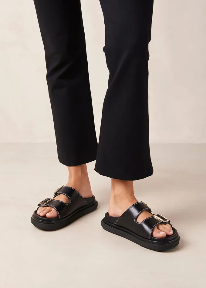 ALOHAS Sandals Women Buckle Strap 8211 Black Leather Sandals