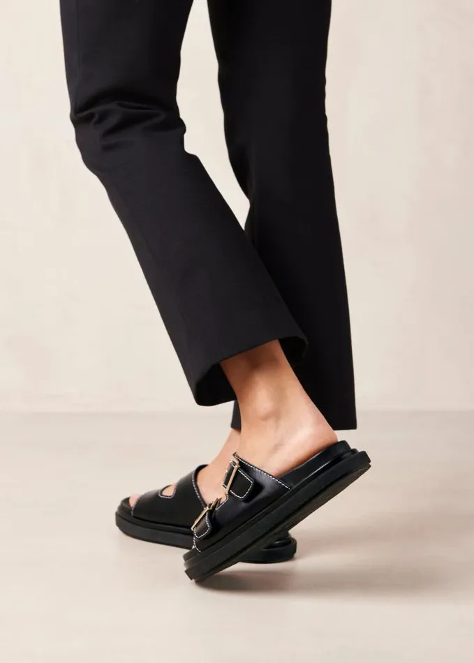 ALOHAS Sandals Women Buckle Strap 8211 Black Leather Sandals