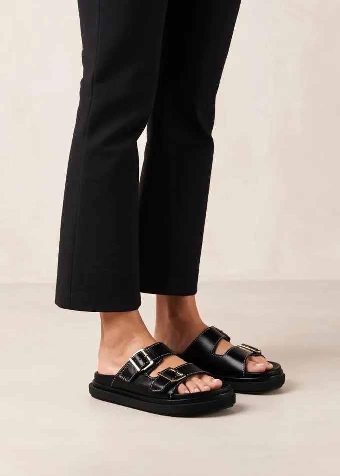 ALOHAS Sandals Women Buckle Strap 8211 Black Leather Sandals