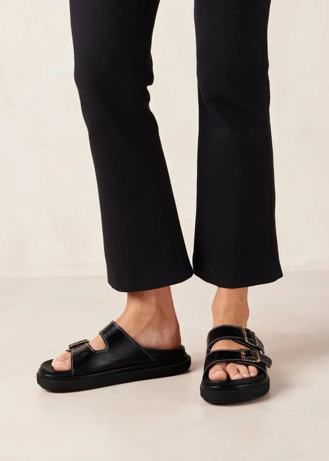ALOHAS Sandals Women Buckle Strap 8211 Black Leather Sandals
