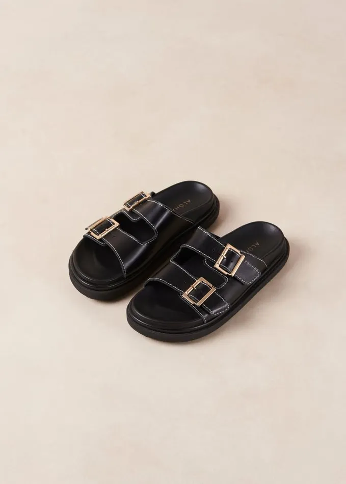 ALOHAS Sandals Women Buckle Strap 8211 Black Leather Sandals