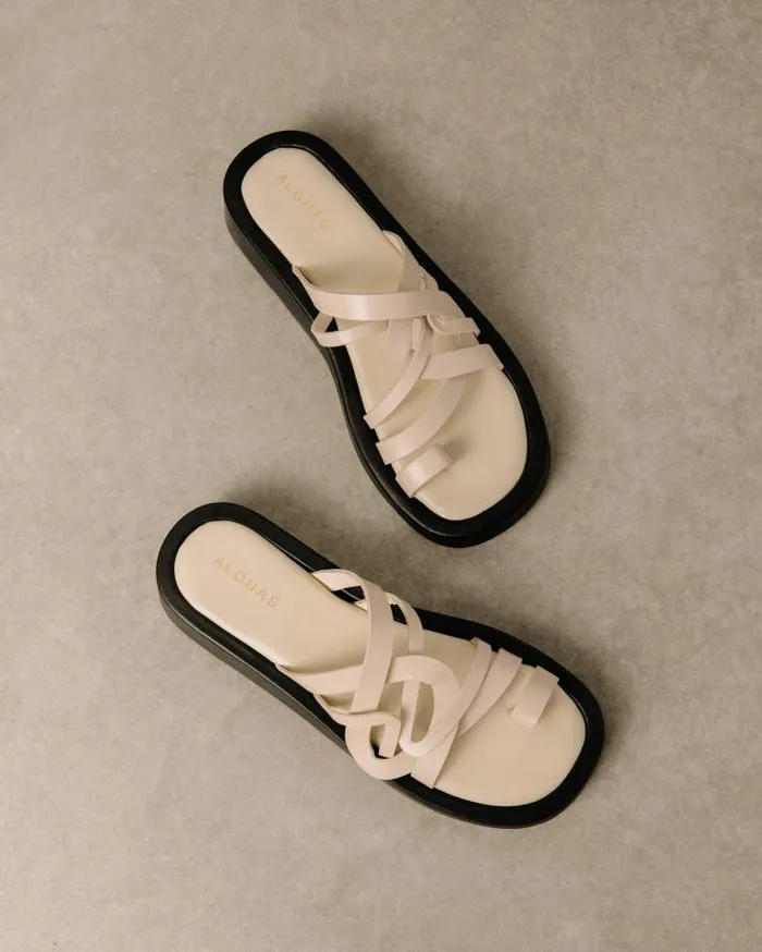 ALOHAS Sandals Women Cool 8211 White Leather Sandals