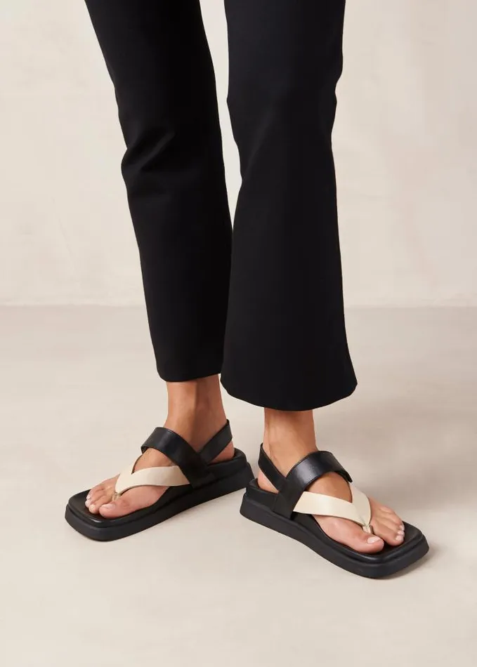 ALOHAS Sandals Women Decade 8211 Black And White Leather Sandals