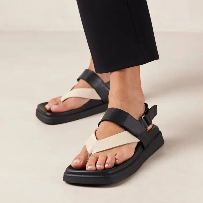 ALOHAS Sandals Women Decade 8211 Black And White Leather Sandals