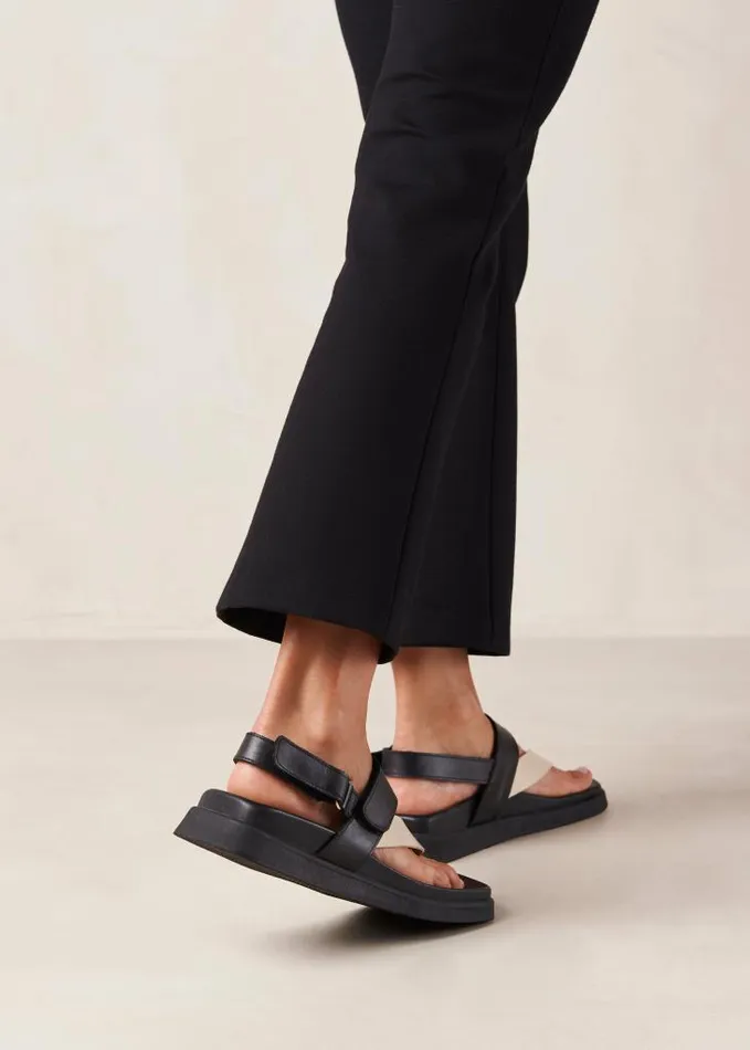 ALOHAS Sandals Women Decade 8211 Black And White Leather Sandals